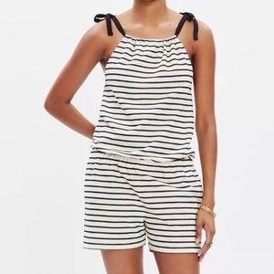 NWT Madewell Black & White Striped Tie-Shoulder Romper